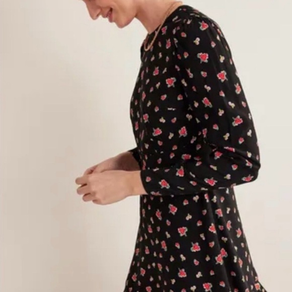 Boden Dotty Daisy Flippy Long Sleeve Dress | Fit & Flare Size 12 Long - Picture 6 of 7